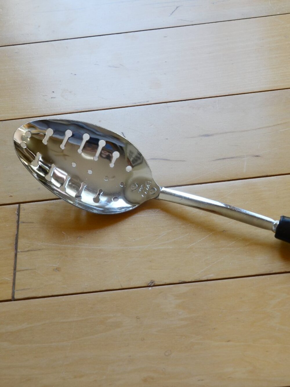 Ekco Spoons Slotted Metal Serving Spoon Utensil Black Plastic Handle